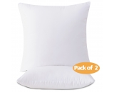IBAMA Throw Pillow Inserts Pack of 2 16x16 inch Decorative Pillow Stuffer Fully Filling with 450g Premium Resilient Microfiber Suitable for Soft Bed and Couch Cushion, WHITE, EIPP Pack2